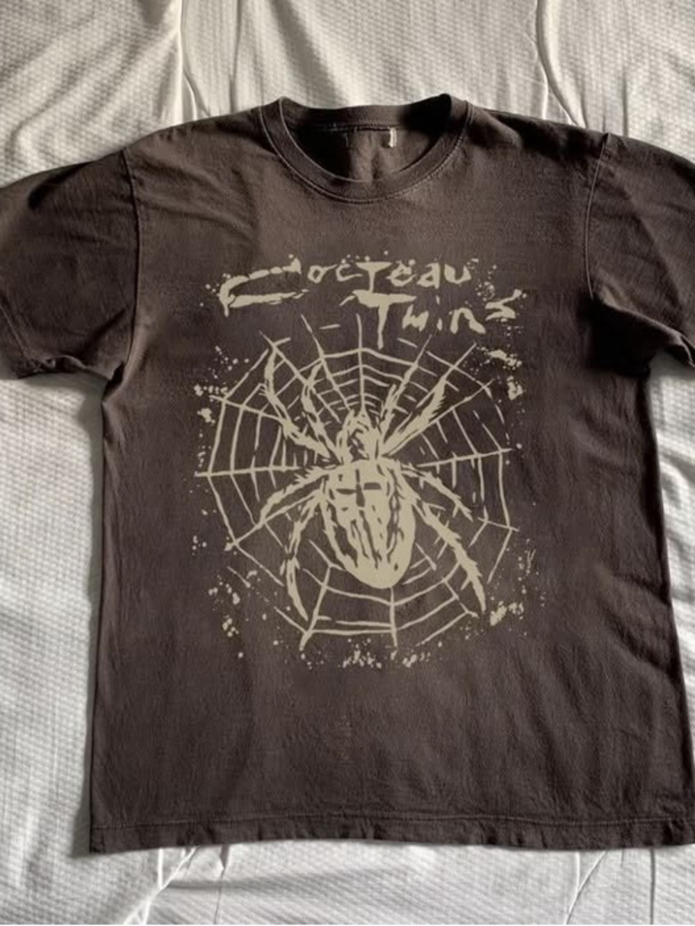 Gildan Brown Tee with Cocteau twins gothic graphic